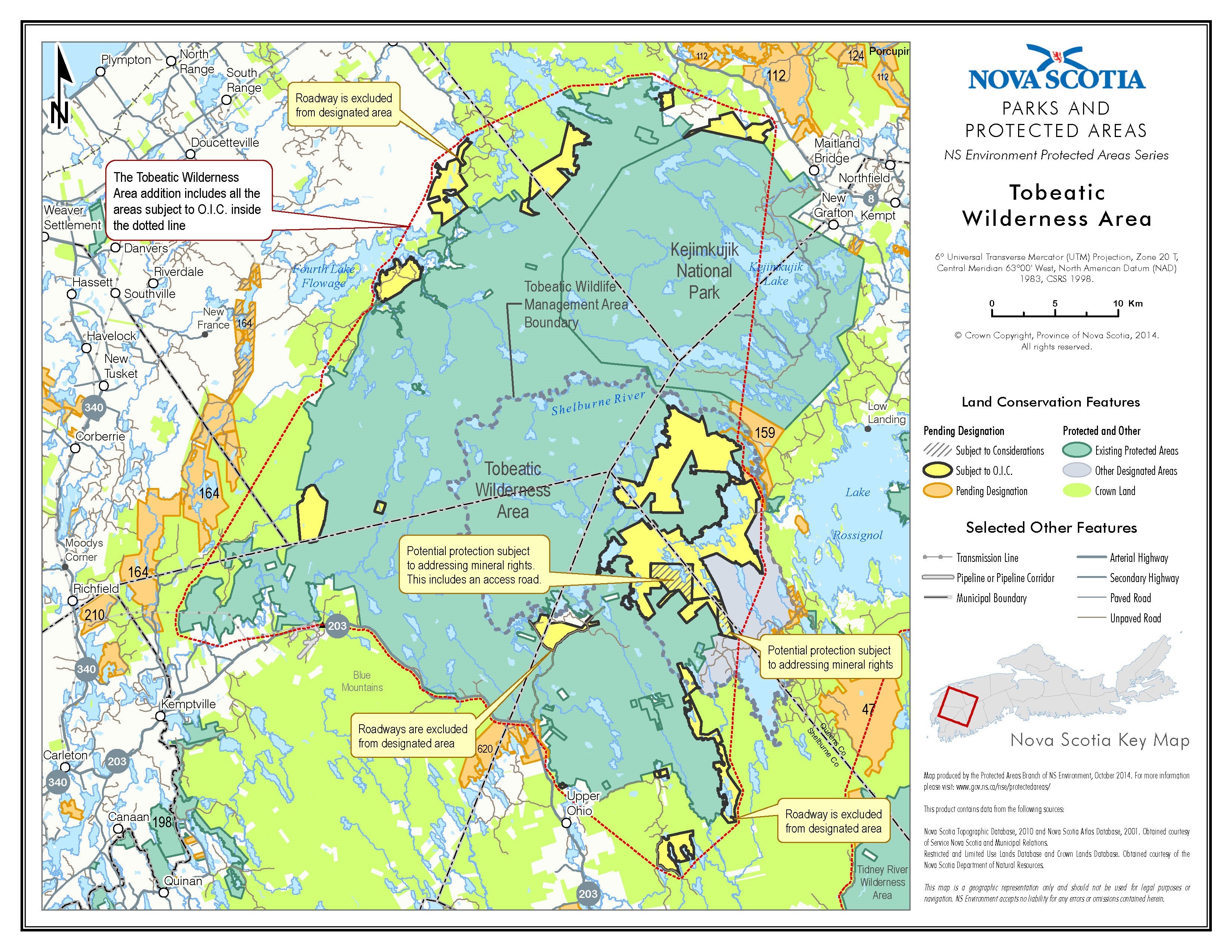 Map Showing Approximate Boundaries of Addition to Tobeatic Wilderness Area